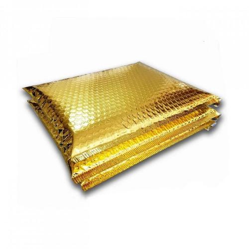 Gold Metalize Baloncuklu Poşet 10x10 cm. +5 cm. Kapak Bantlı